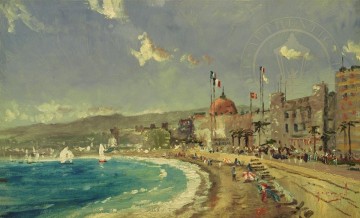 La playa de Niza Robert Girrard Thomas Kinkade Pinturas al óleo